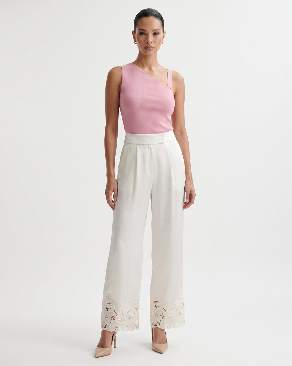 Jenny Embroidered Acetate Satin Wide Leg Trousers – view 2