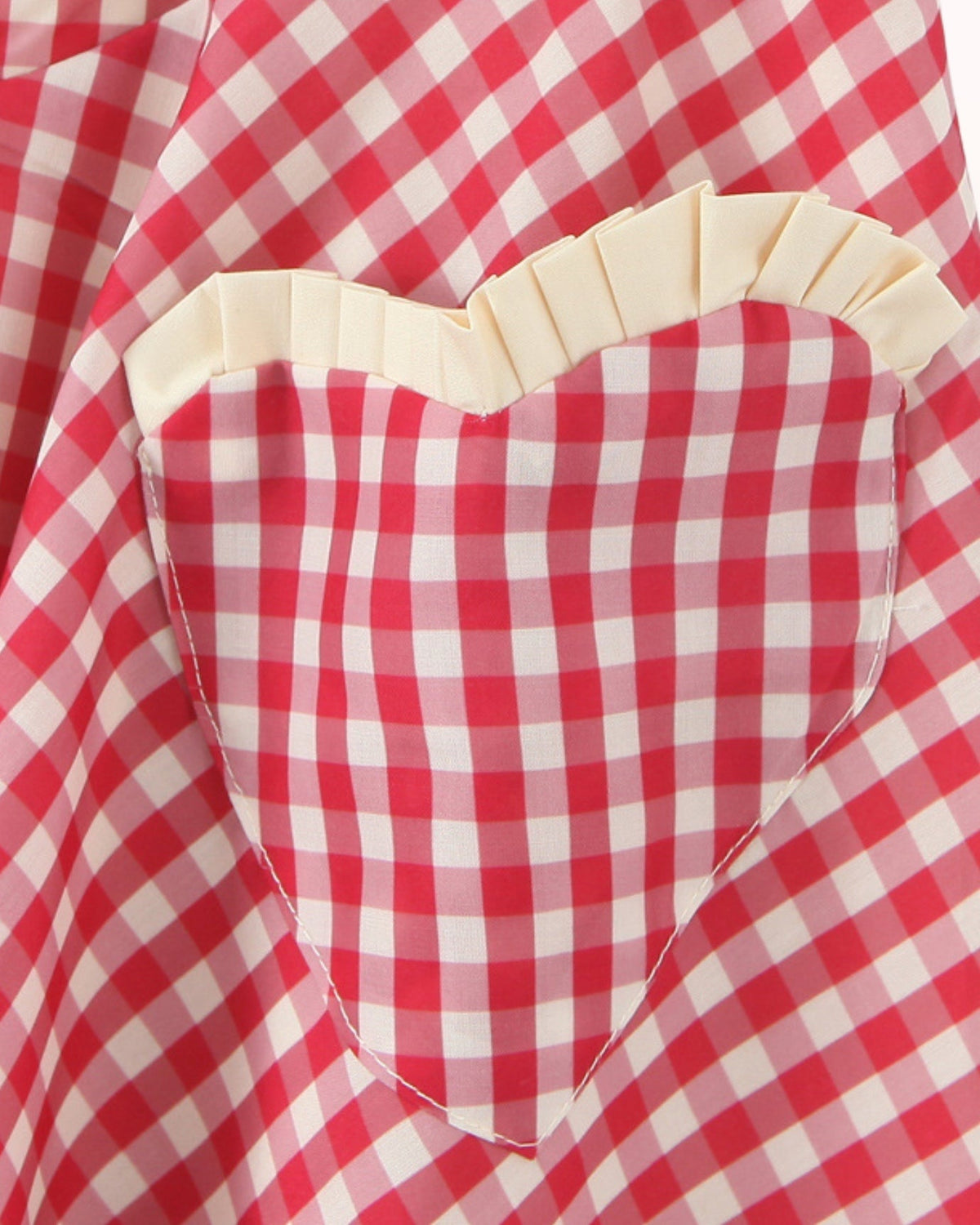 Plaid Halter Neck Pleated Mini Dress with Heart Pockets – Red – view 7