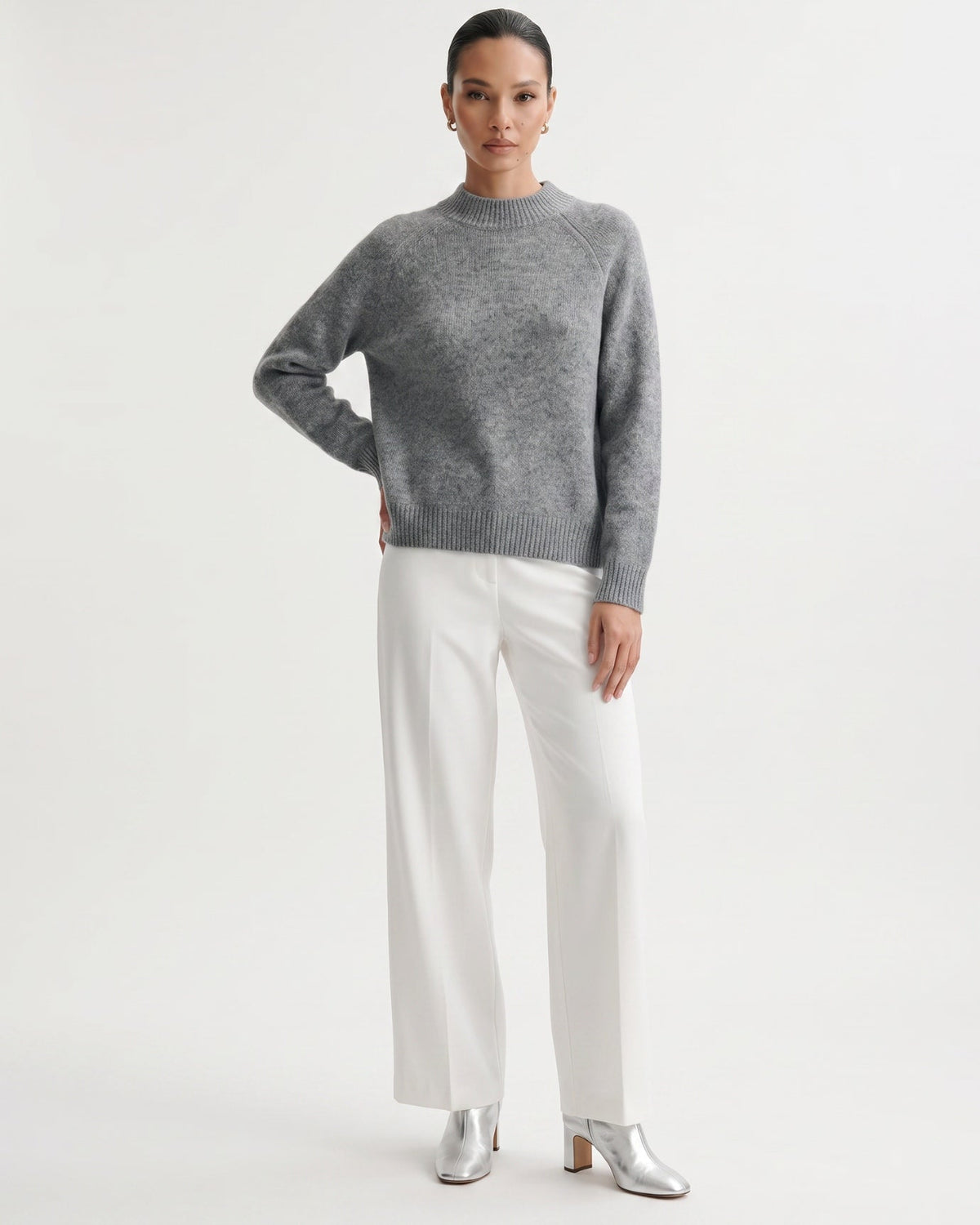 Lia Cashmere and Mulberry Silk Blend Jumper with Subtle Sheen – view 20