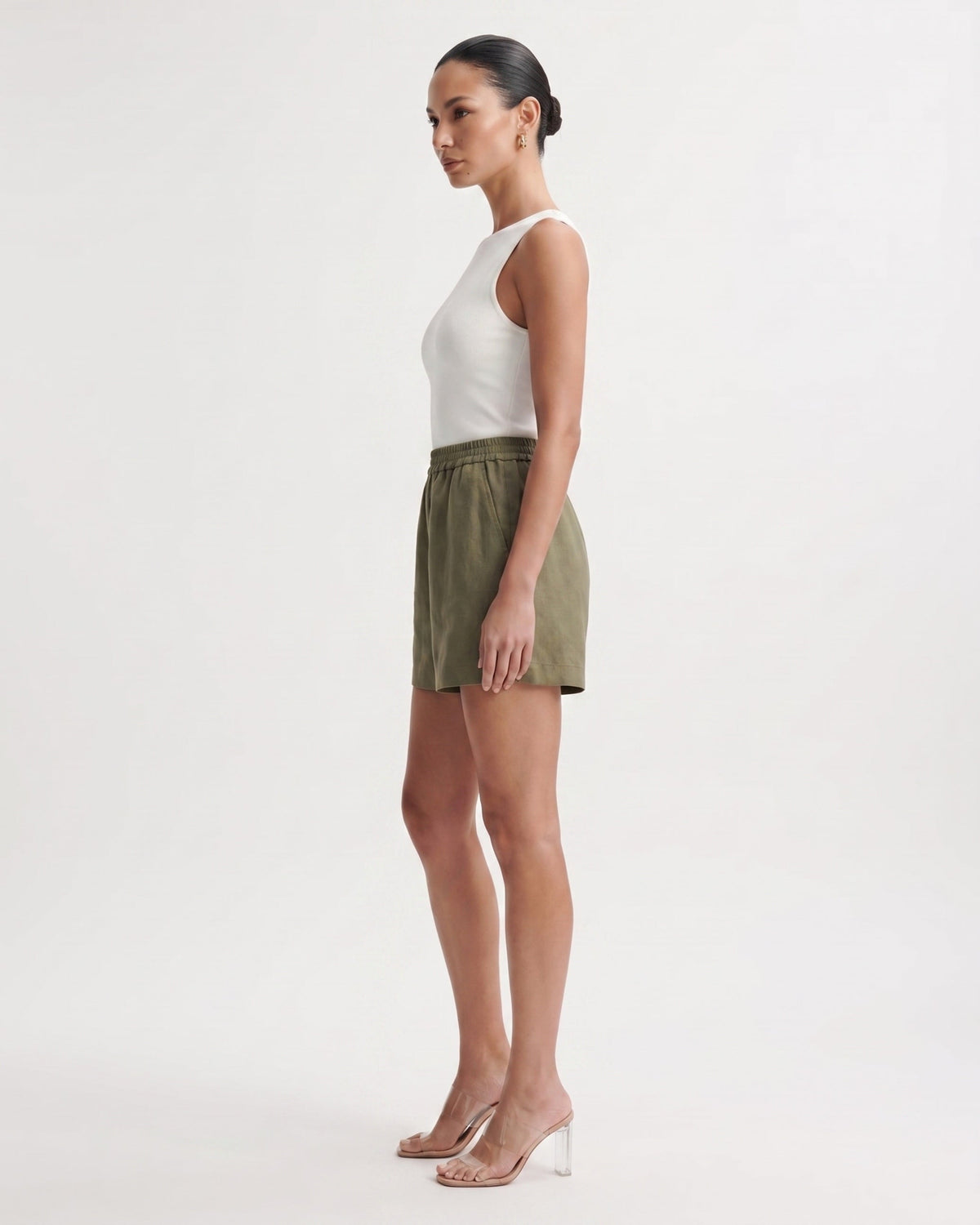 Kiara High Waisted Linen Blend Shorts with Relaxed Leg
