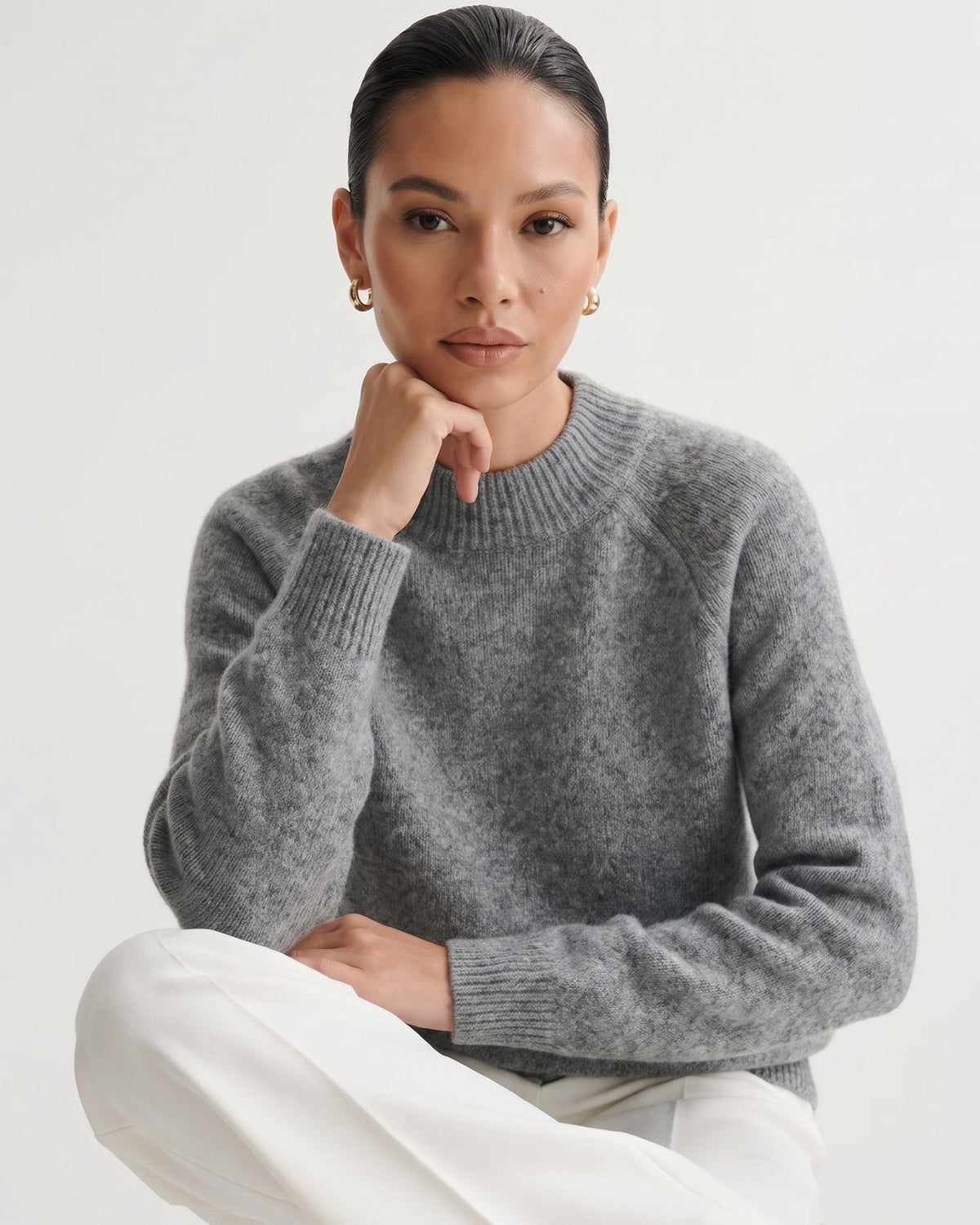 Lia Cashmere and Mulberry Silk Blend Jumper with Subtle Sheen – view 21