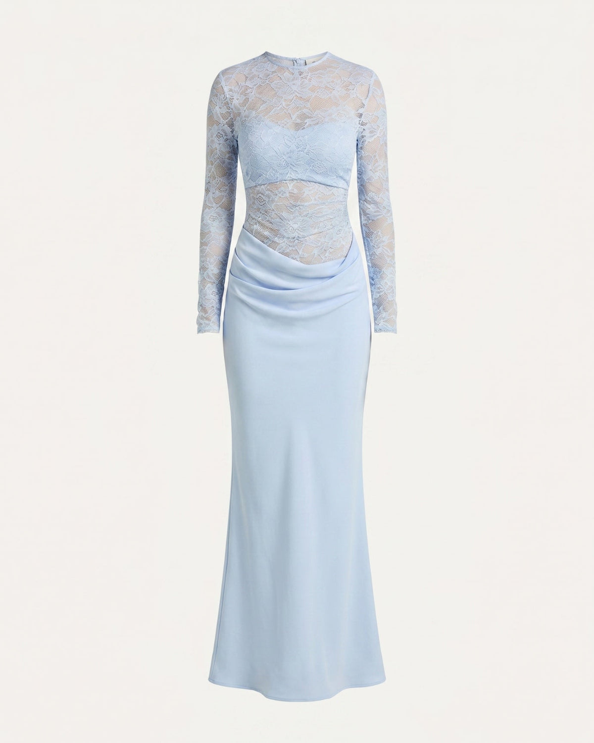 Lace Panelled Stretch Dress with Sheer and Opaque Contrast