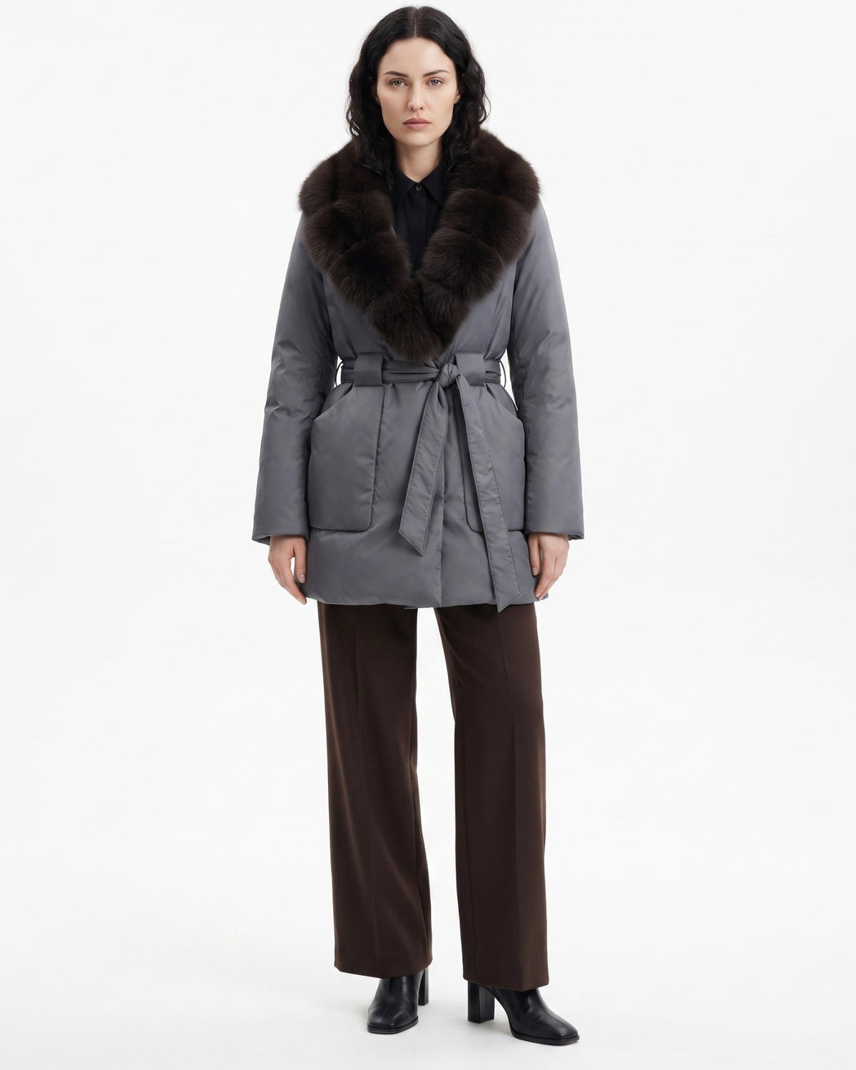 Sarah Thickened Warm Coat with Statement Collar – view 8