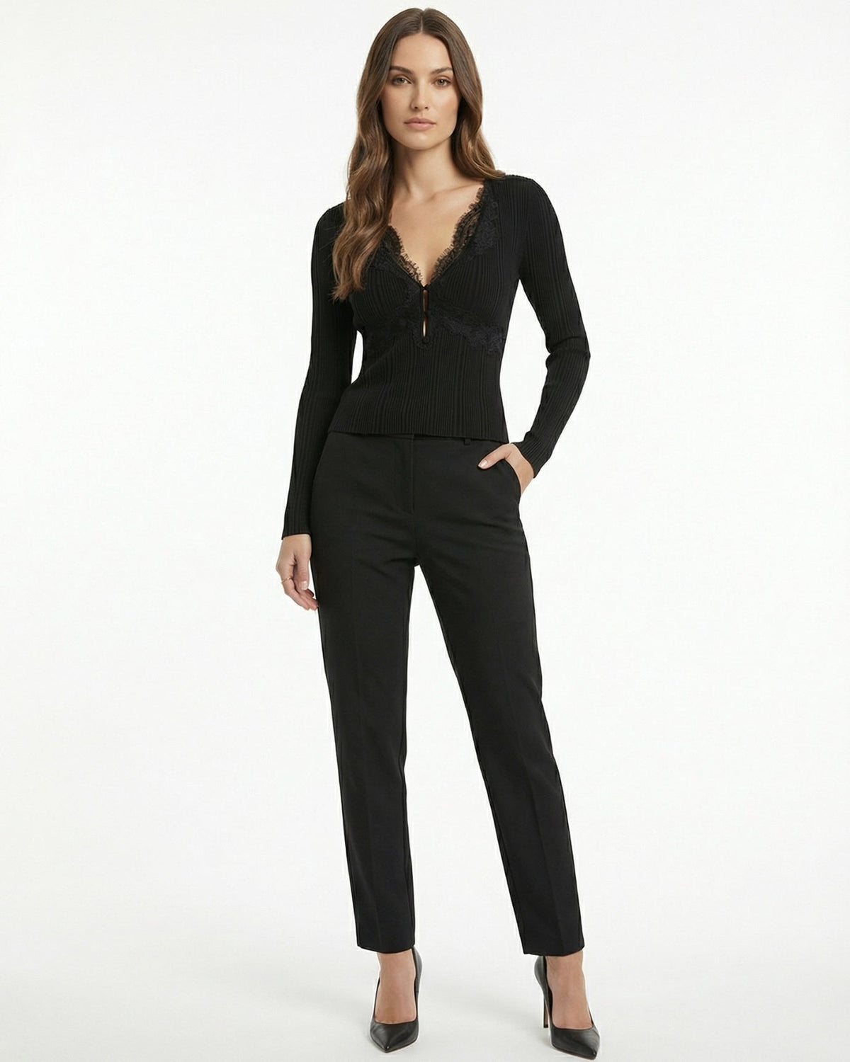 Knitted Long Sleeve Regular Fit Top with Sculpted Shape