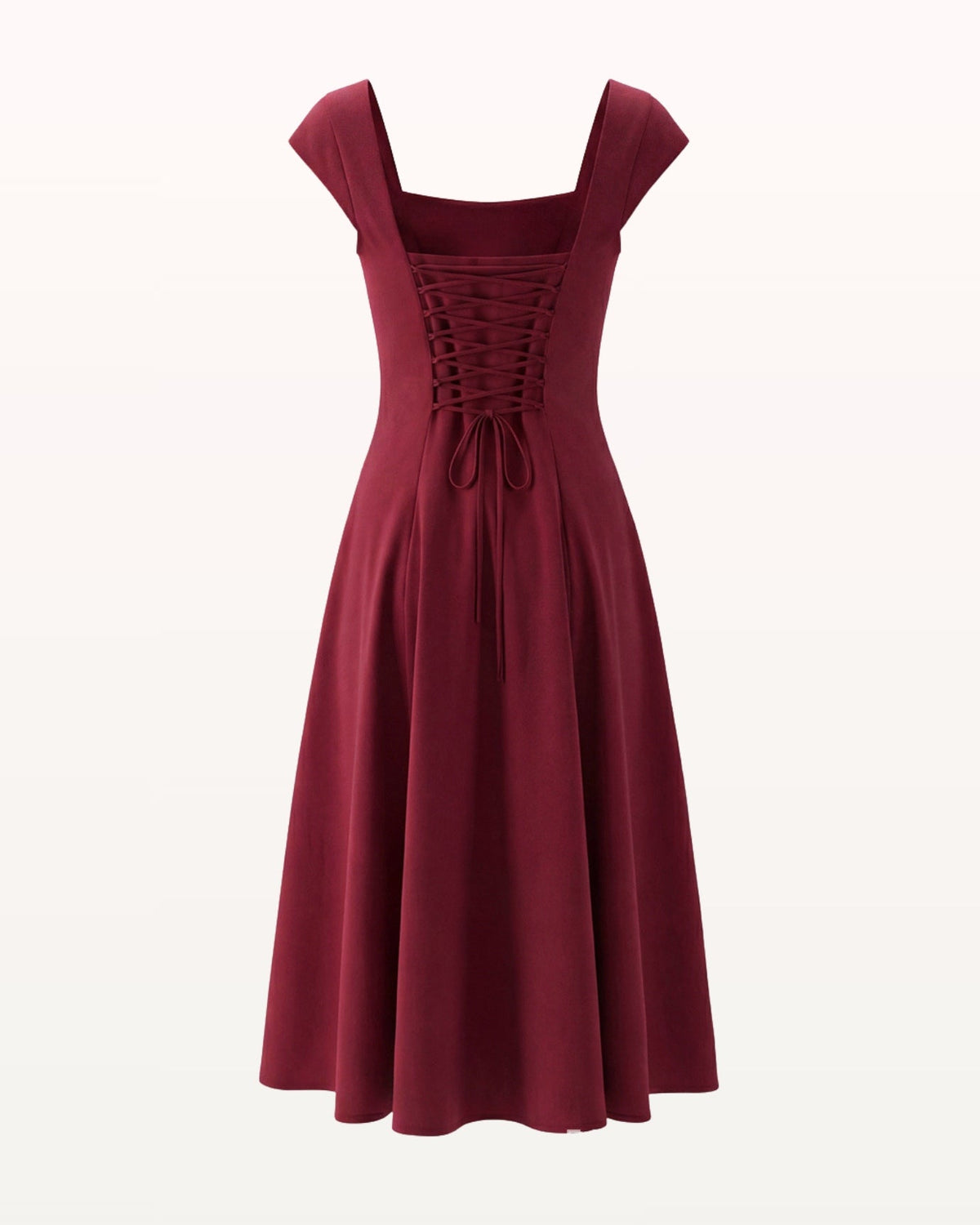 Olivia Classic Square Neck Waist Tie Midi Dress – view 5
