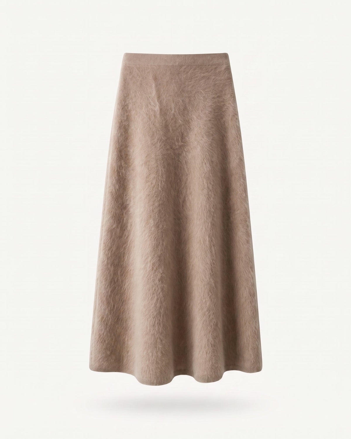 Cashmere A-Line Midi Skirt with Subtle High Waist – Purple Velvet Camel – view 1