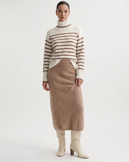Cashmere A-Line Midi Skirt with Subtle High Waist – view 2