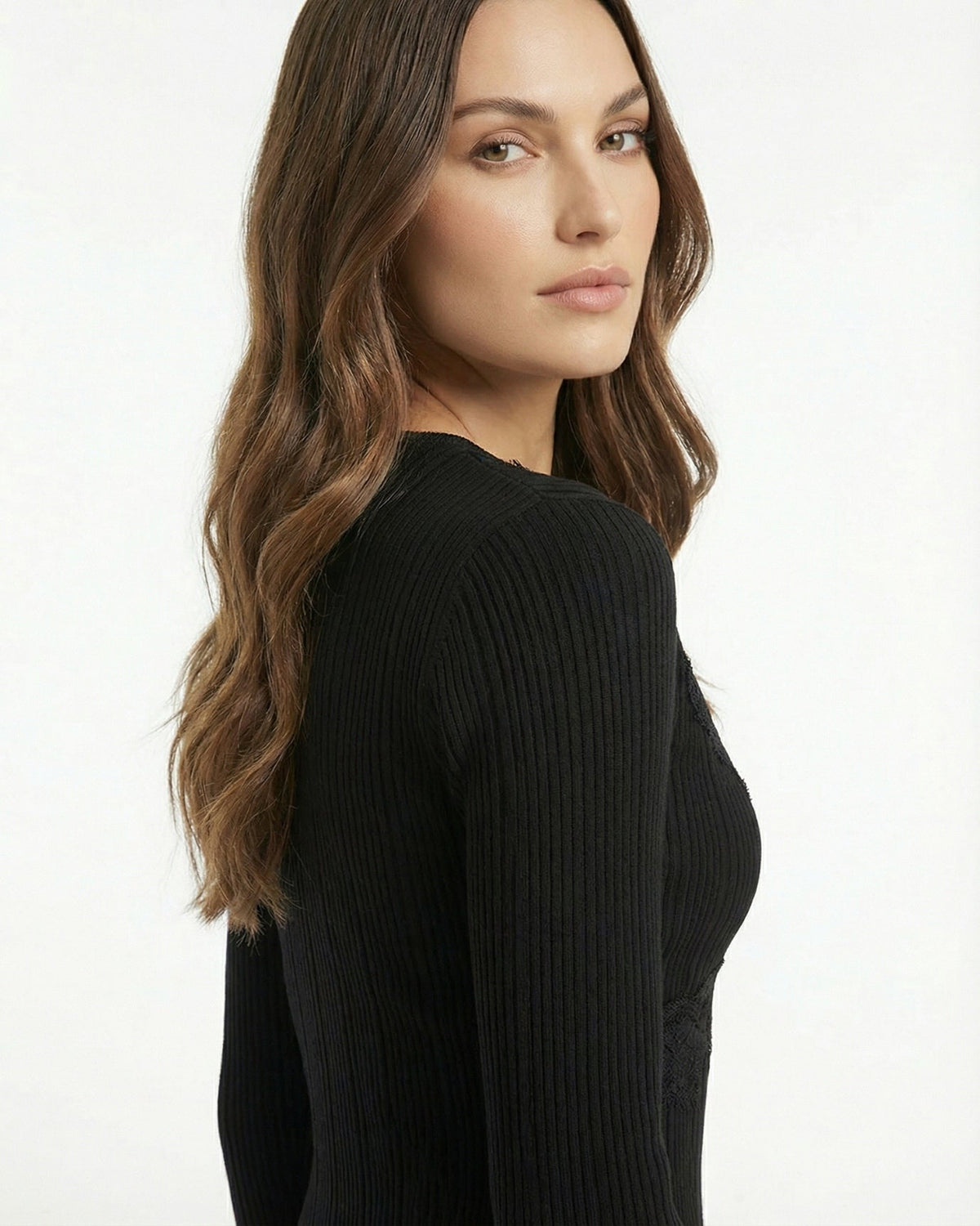 Knitted Long Sleeve Regular Fit Top with Sculpted Shape