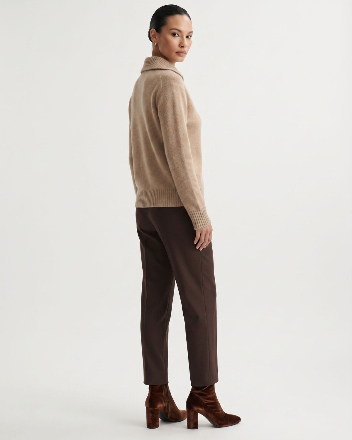 Georgina Pure Cashmere Front Zip Relaxed Pullover Jumper