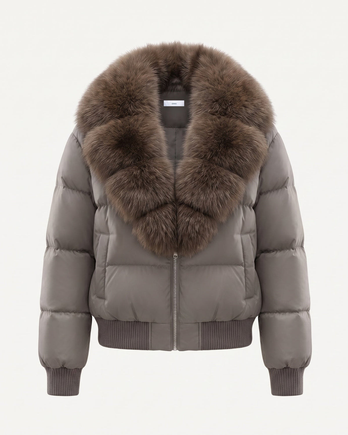 Thickened Down-Filled Jacket with Cashmere – Grey – view 1