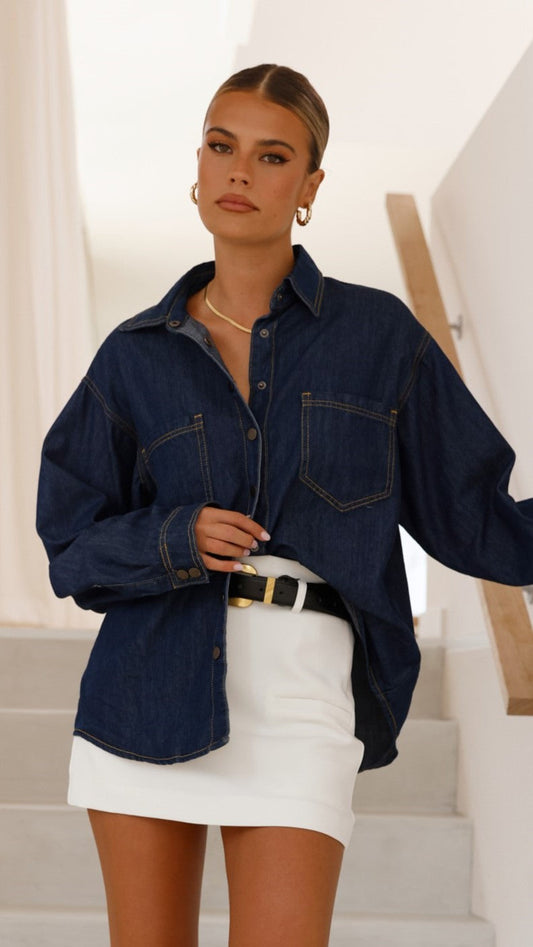 Sylas Collared Non-Stretch Denim Jacket – Indigo