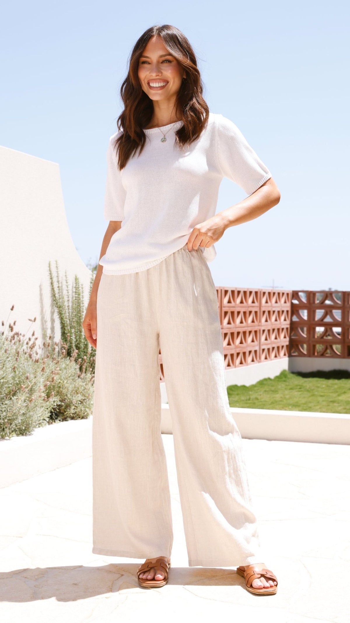 Summer Knitted Semi-Sheer Relaxed T-Shirt – White – view 6