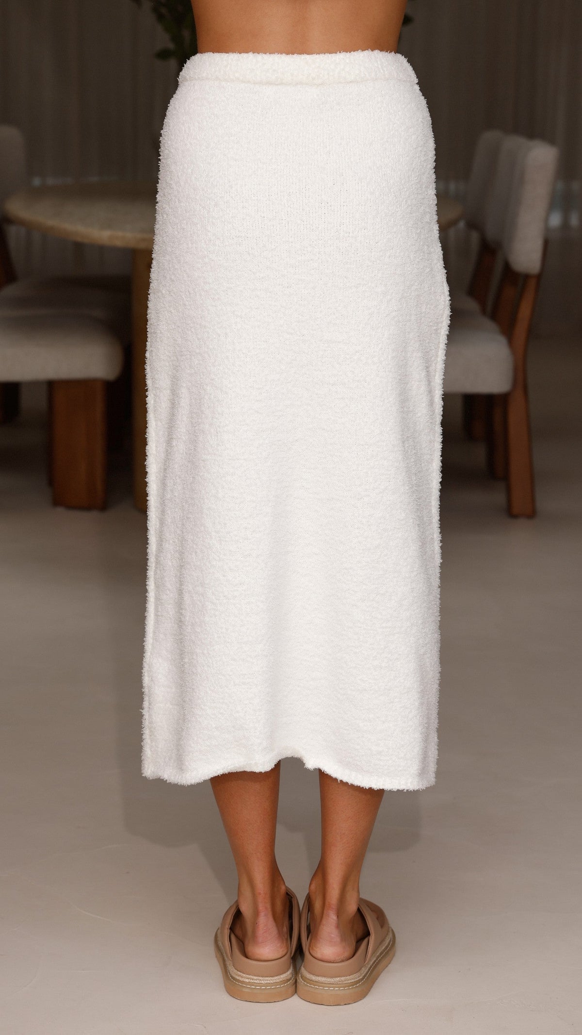 Cohen Elasticated Waist A-Line Knit Midi Skirt – Off White – view 8
