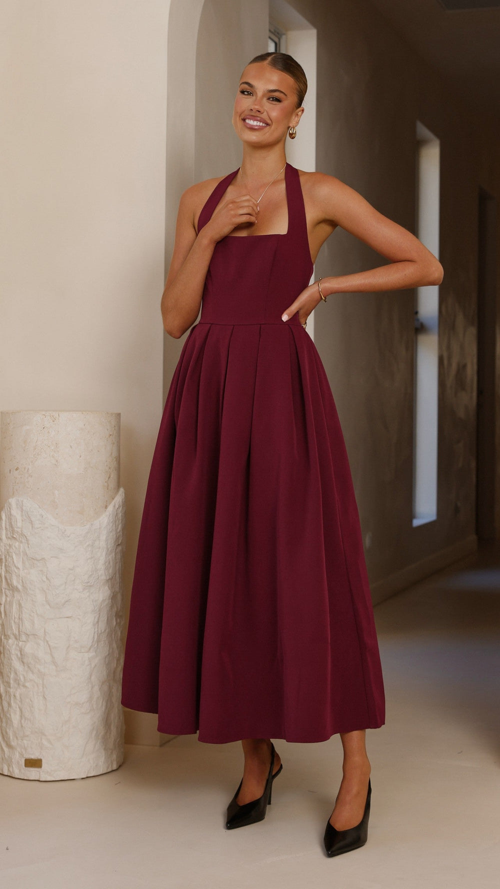 Kristen Halter Neck Maxi Dress