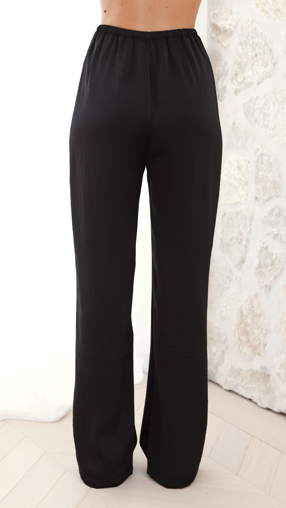 Imogen High Rise Wide Leg Elasticated Waist Trousers – Black – view 14