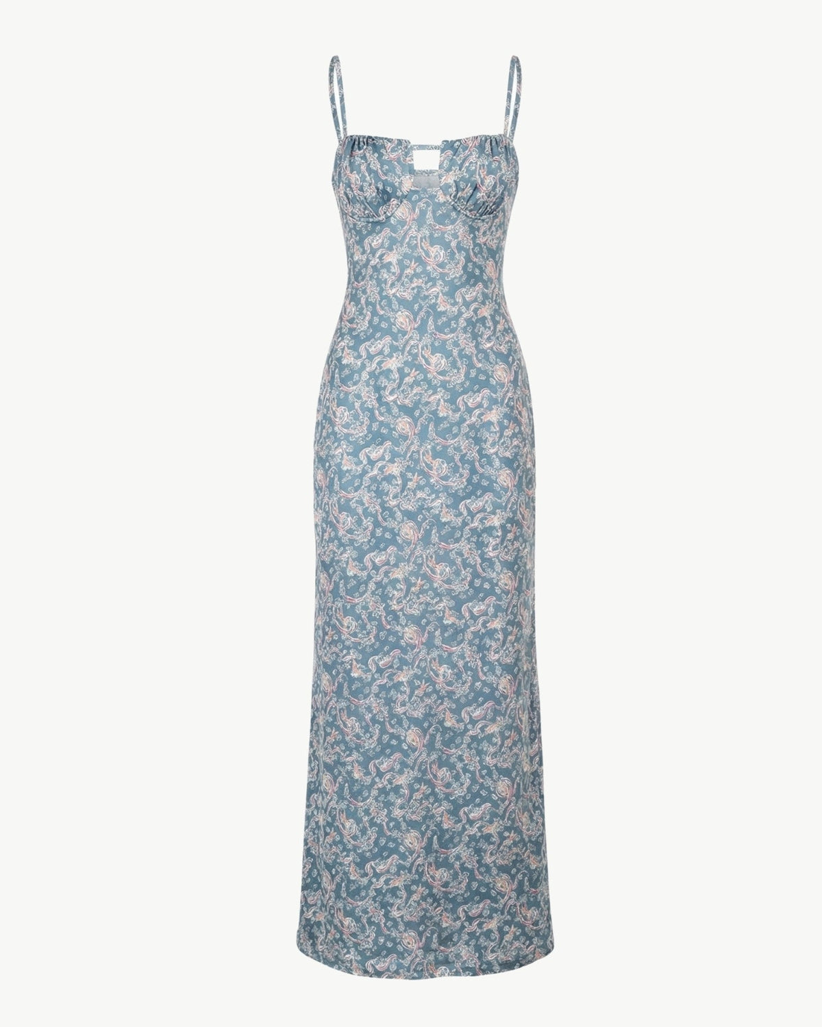 Flower Ski Long Sleeve Fit and Flare Stretch Dress – Floral Blue – view 1