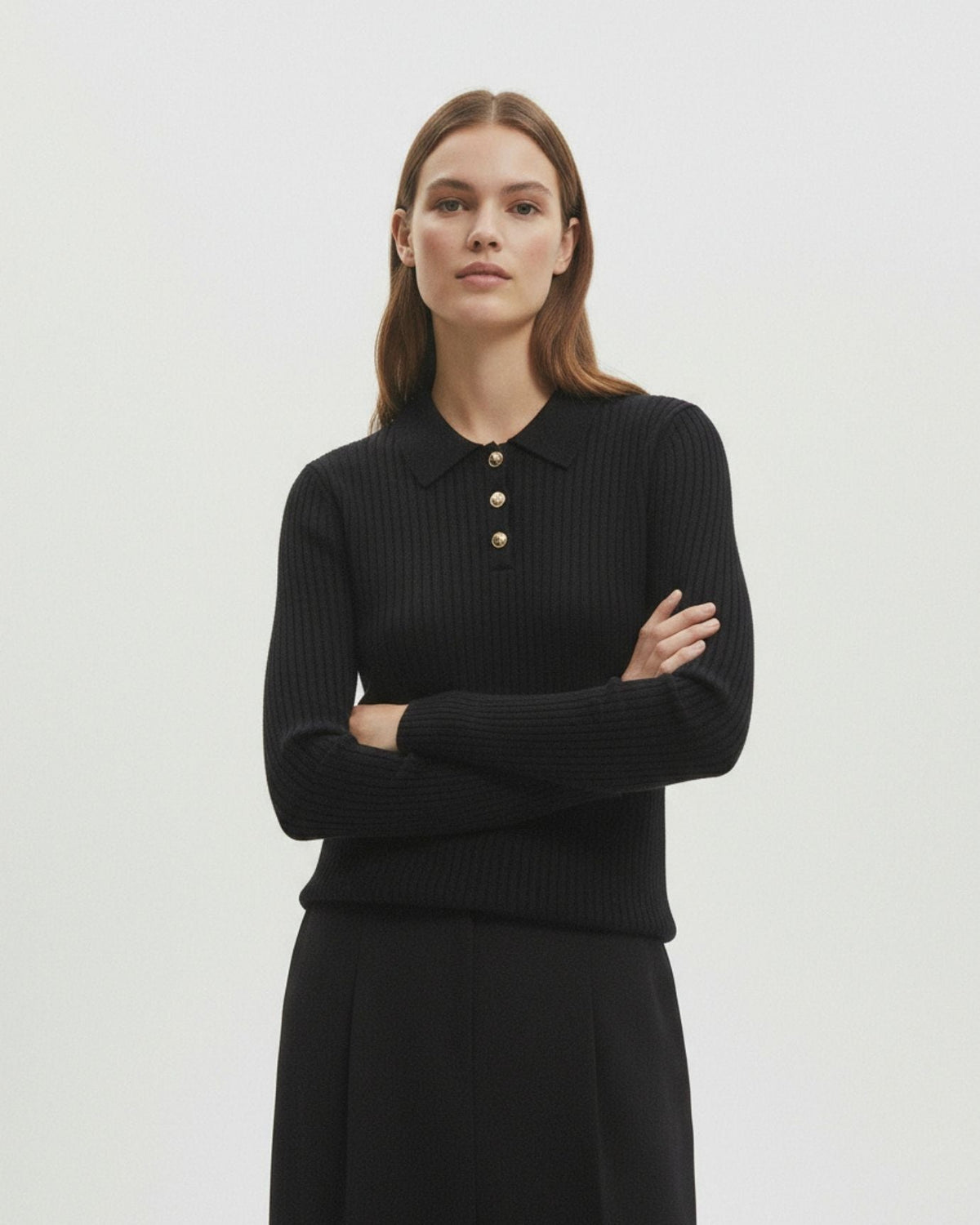 Soft Lightweight Pure Cashmere Polo Collar Top – view 14
