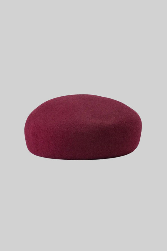 Structured Wool Felt Beret with Adjustable Drawstring – Burgundy