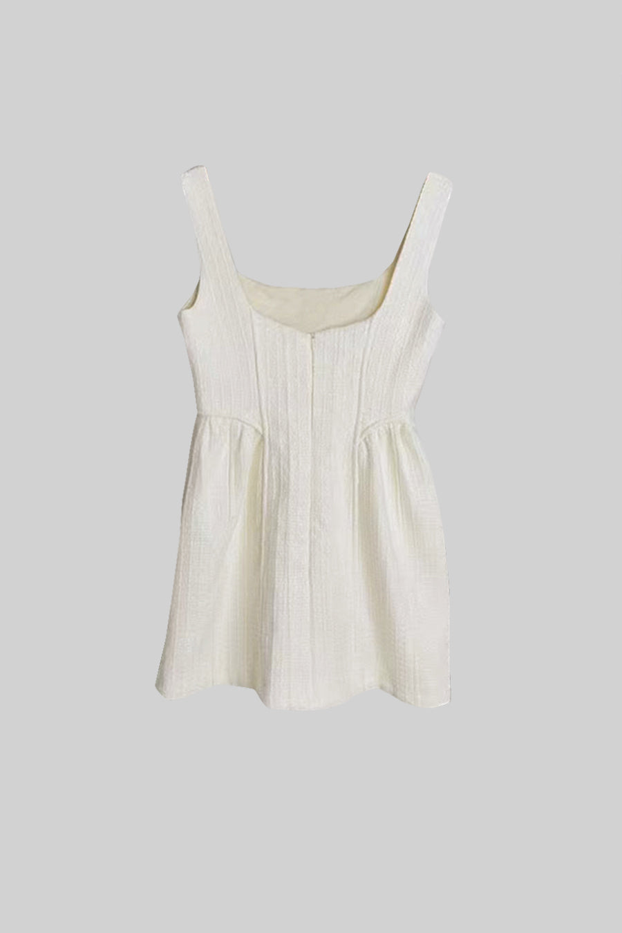 Sleeveless Textured Corset Fit A-Line Mini Dress – Ivoire – view 20