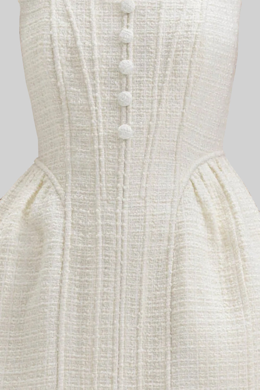 Sleeveless Textured Corset Fit A-Line Mini Dress – Ivoire – view 18