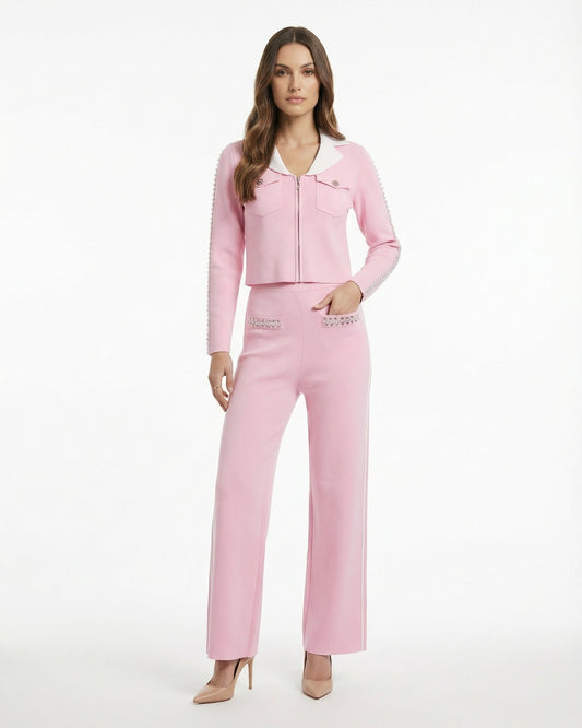 Sabrina Beaded Knitted Jacket and Trousers Co-ord Set