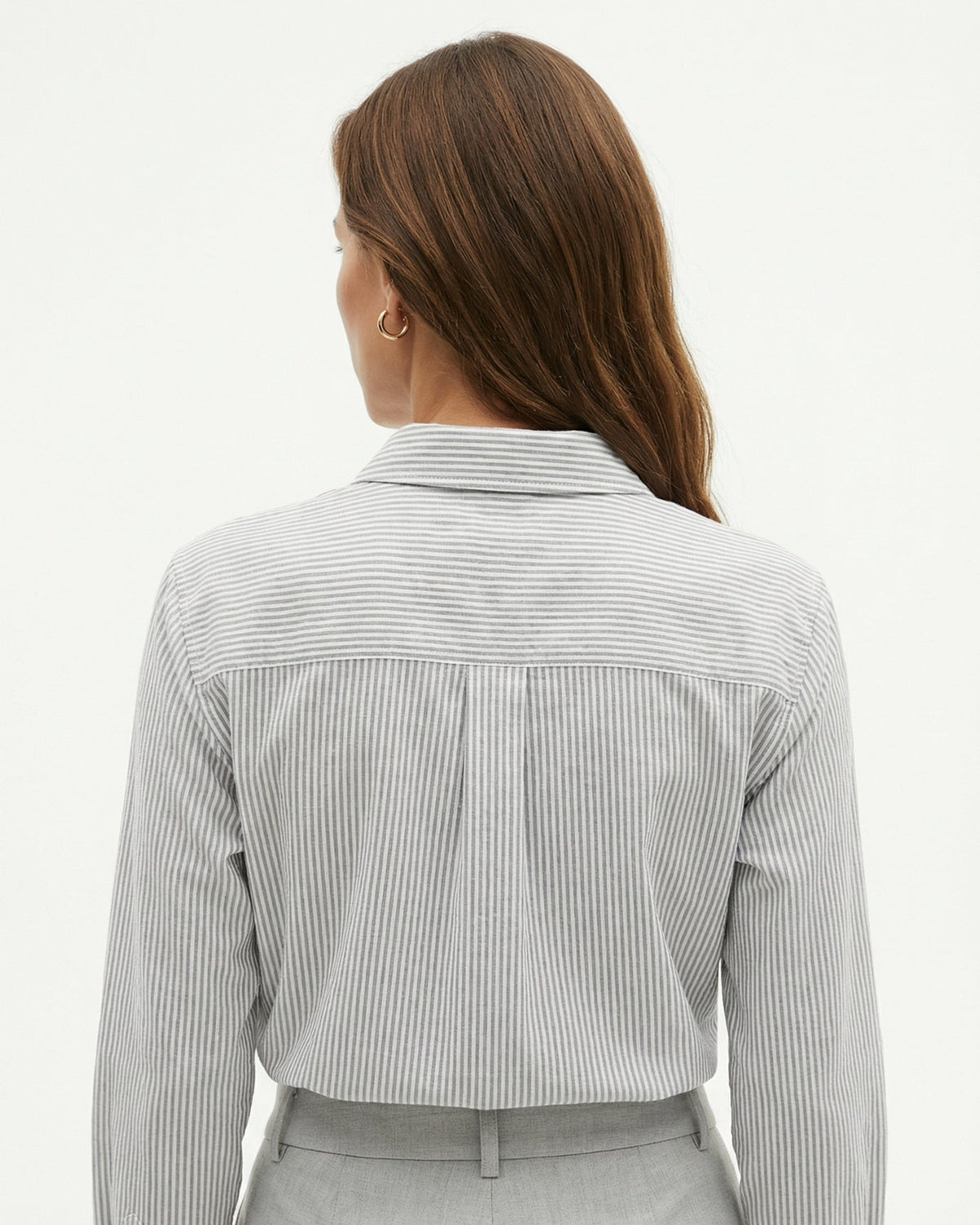 Slim Fit Cotton Oxford Striped Shirt with Point Collar