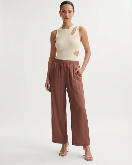 Brit Armonia Wide Leg Silk Blend Trousers with Relaxed Waist