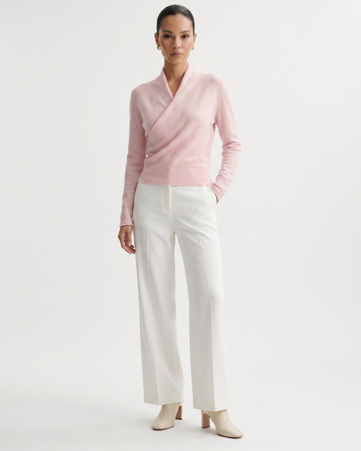 Sarah V Neck Pure Cashmere Body-Skimming Jumper – view 5
