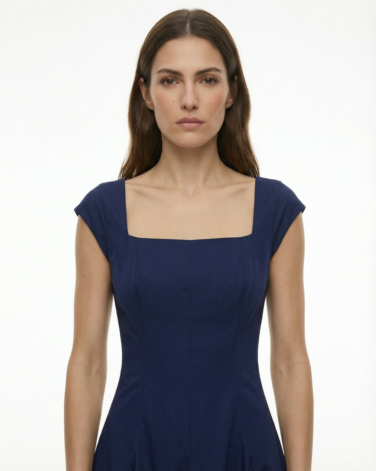Olivia Classic Square Neck Waist Tie Midi Dress – view 10