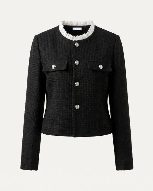 Kiara Sleek Tailored Stretch Polyamide Cardigan – Black