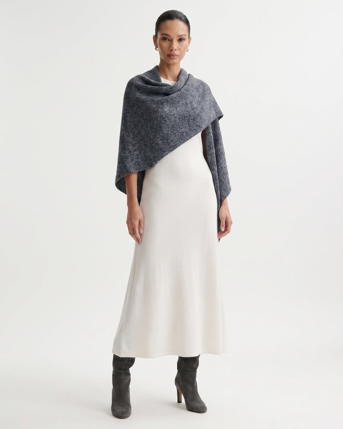 Kira Cashmere Thickened Knit Triangle Shawl Wrap – view 2