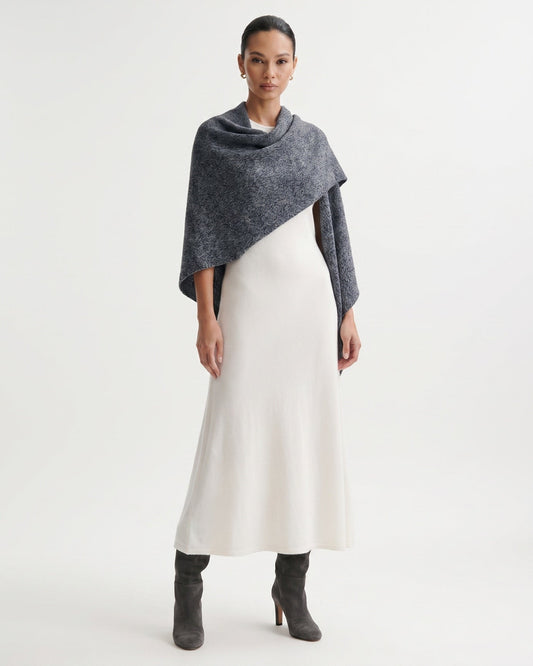 Kira Cashmere Thickened Knit Triangle Shawl Wrap – view 2