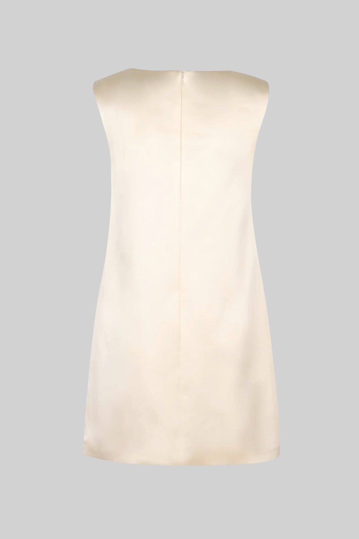 Sleeveless Satin Mini Dress with 3D Floral Appliqués – Ivory – view 2