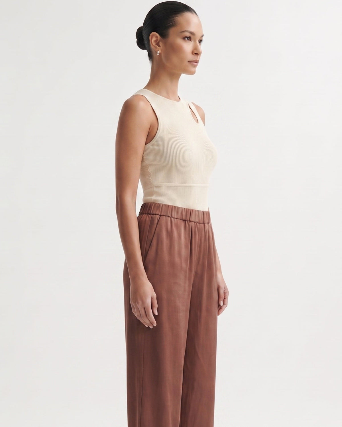 Brit Armonia Wide Leg Silk Blend Trousers with Relaxed Waist
