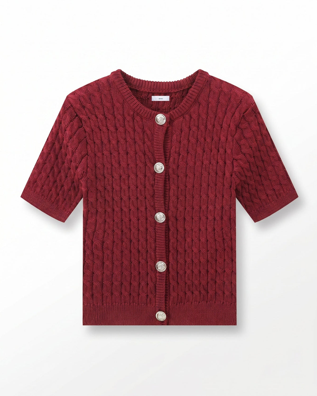Slim Fit Short Sleeve Cropped Knitted Cardigan