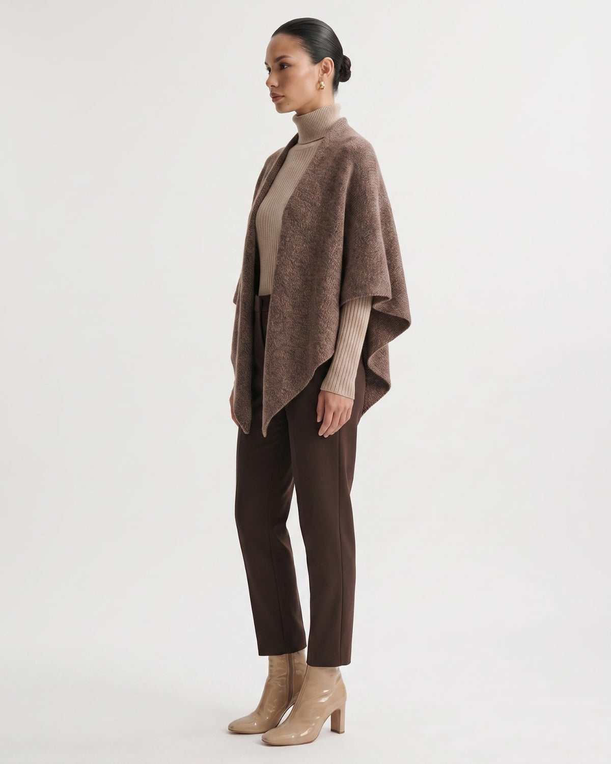 Kira Cashmere Thickened Knit Triangle Shawl Wrap – view 4