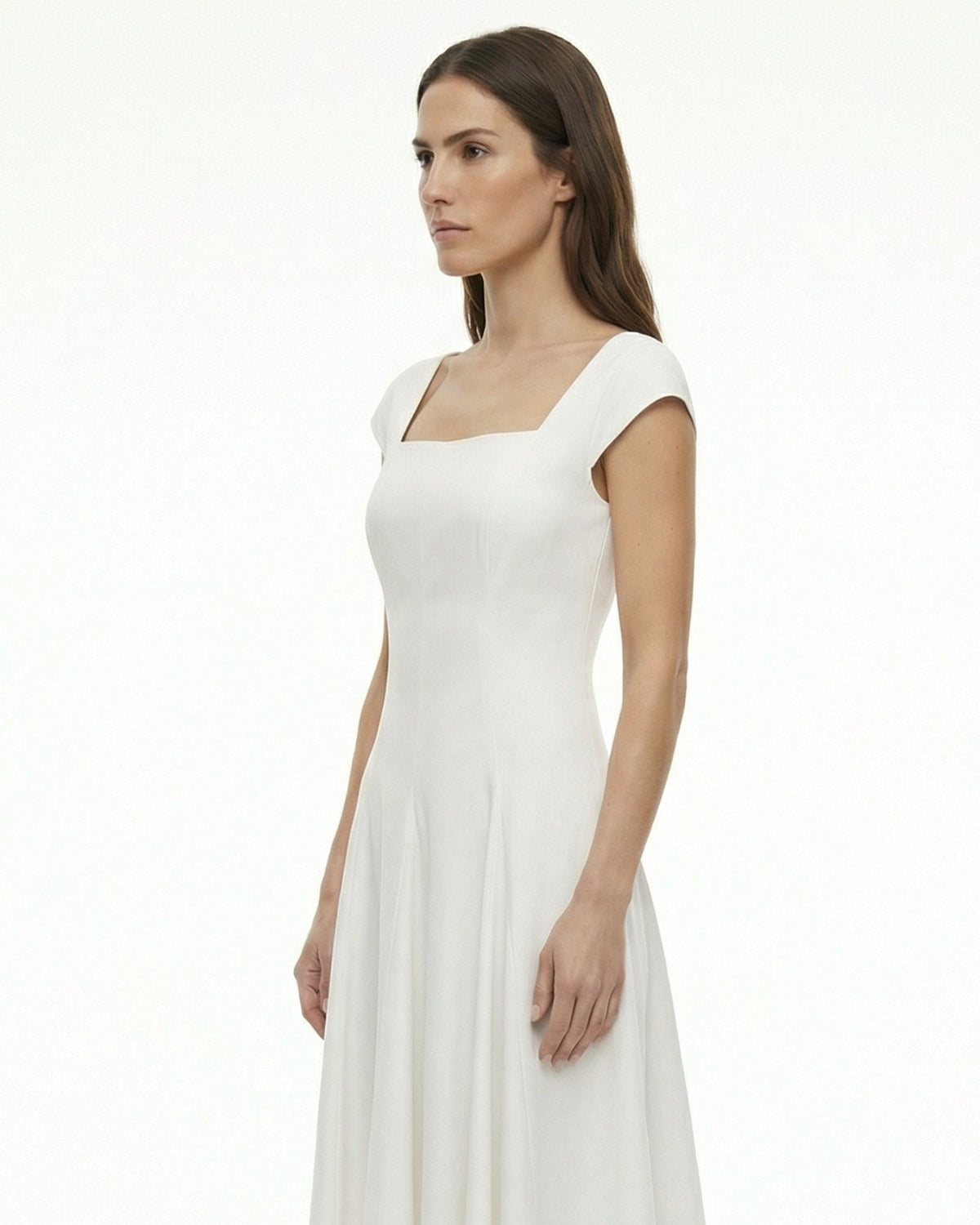 Olivia Classic Square Neck Waist Tie Midi Dress – view 13