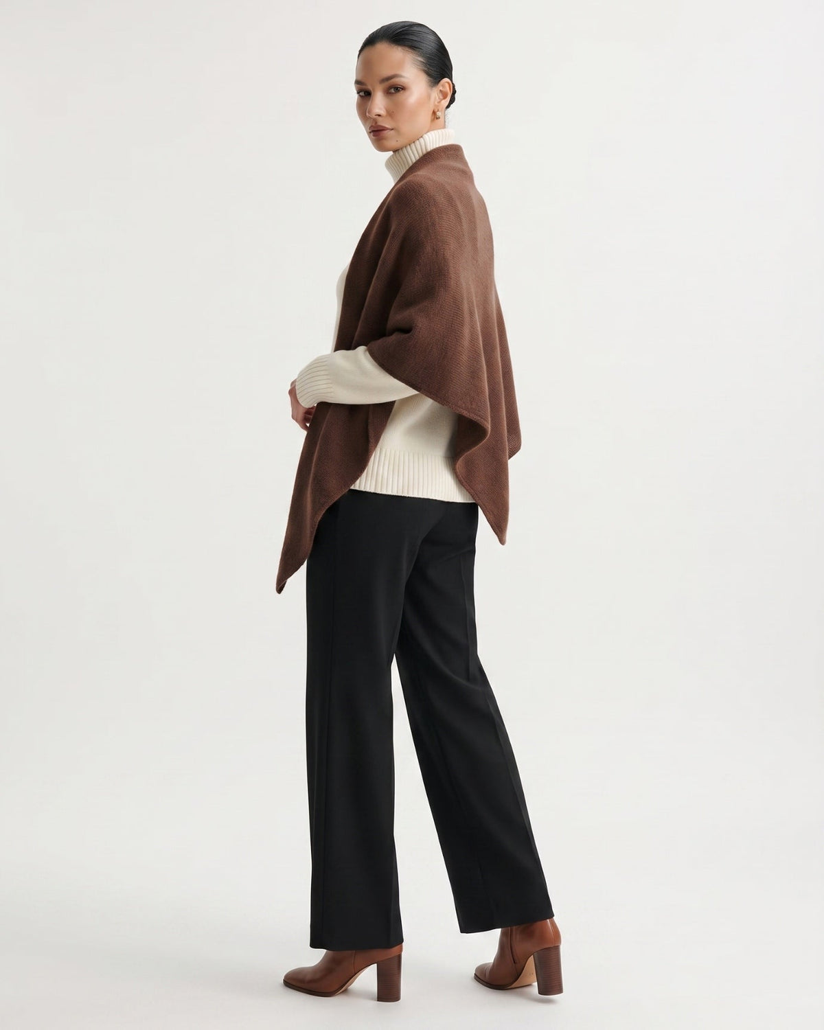 Kira Cashmere Thickened Knit Triangle Shawl Wrap – view 6