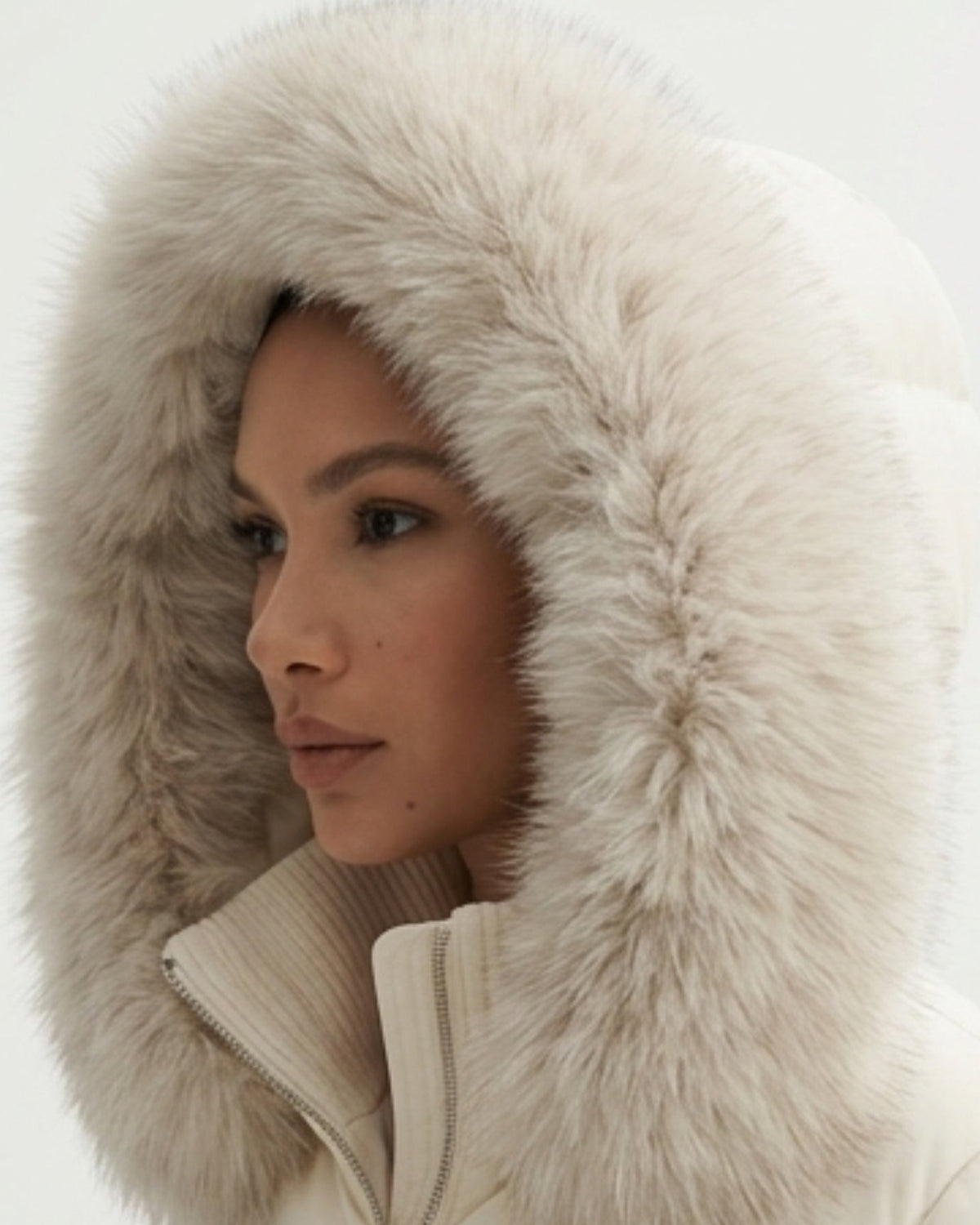 Goose Down Parka Coat with Trimmed Hood – view 4
