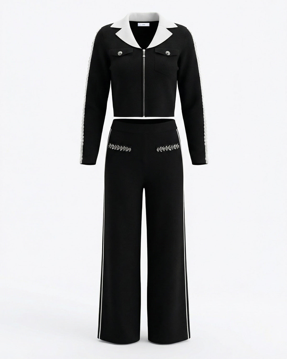 Sabrina Beaded Knitted Jacket and Trousers Co-ord Set