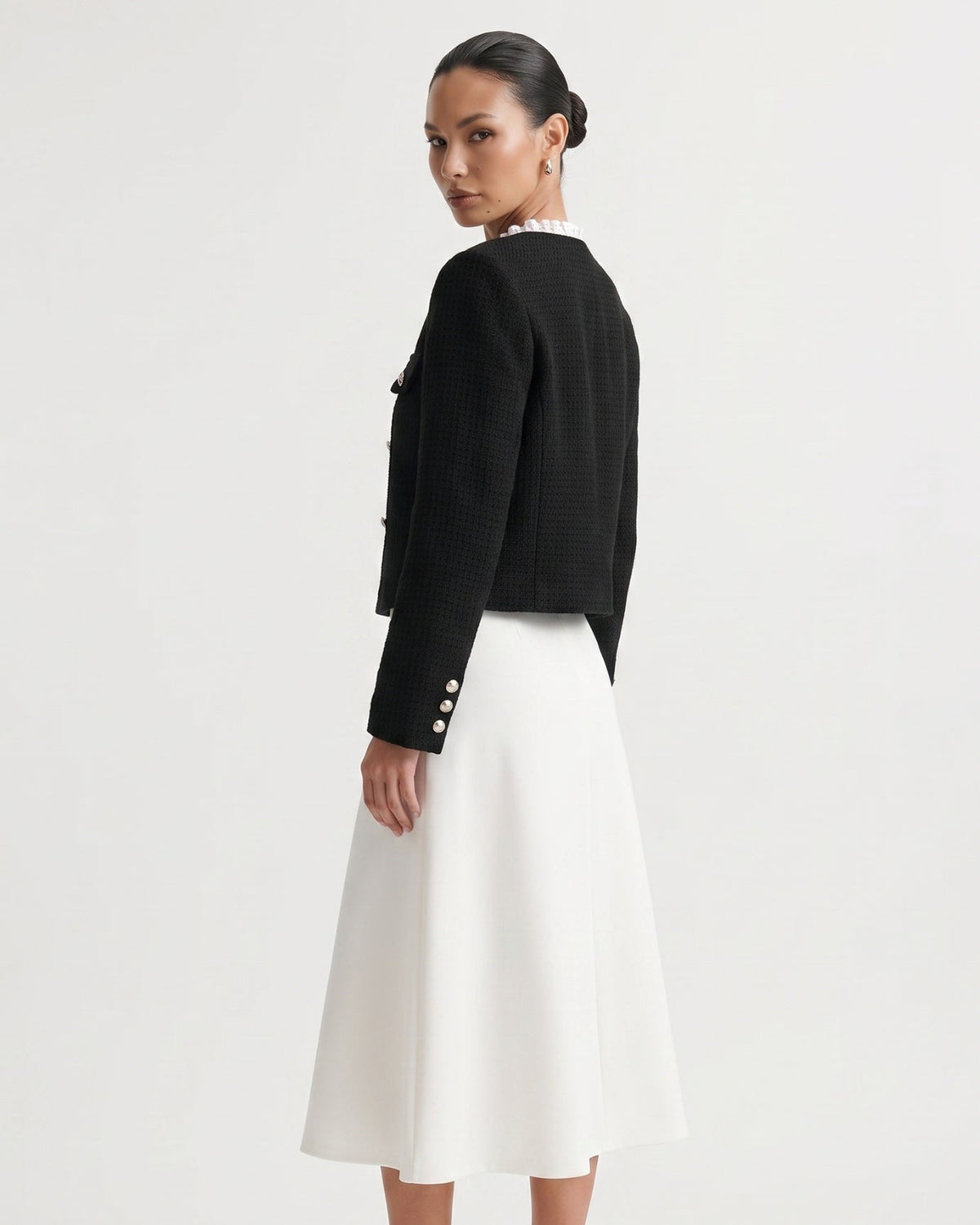 Kiara Sleek Tailored Stretch Polyamide Cardigan – Black