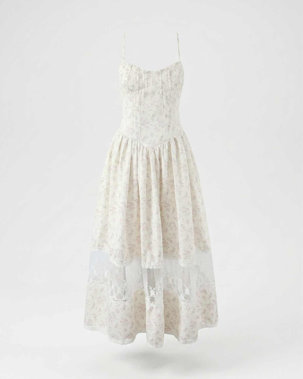 Sara Apricot Lace Detail Polyamide Dress – Floral – view 1