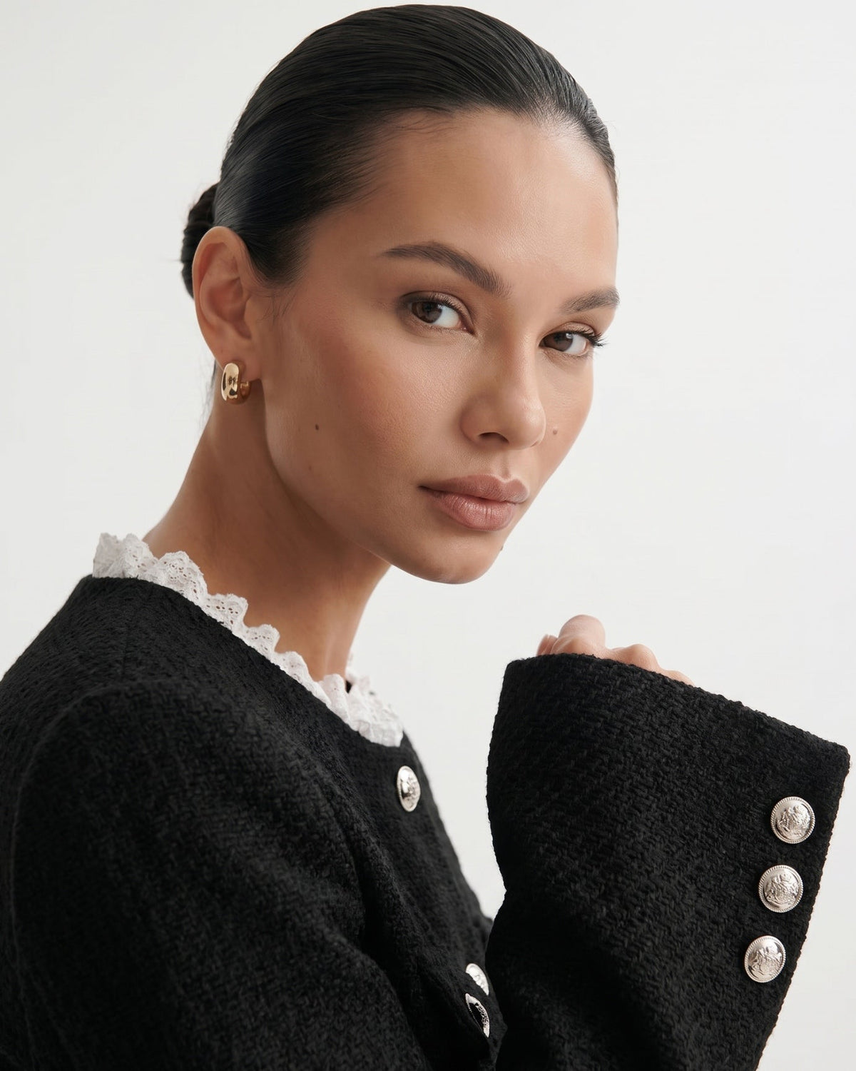 Kiara Sleek Tailored Stretch Polyamide Cardigan – Black