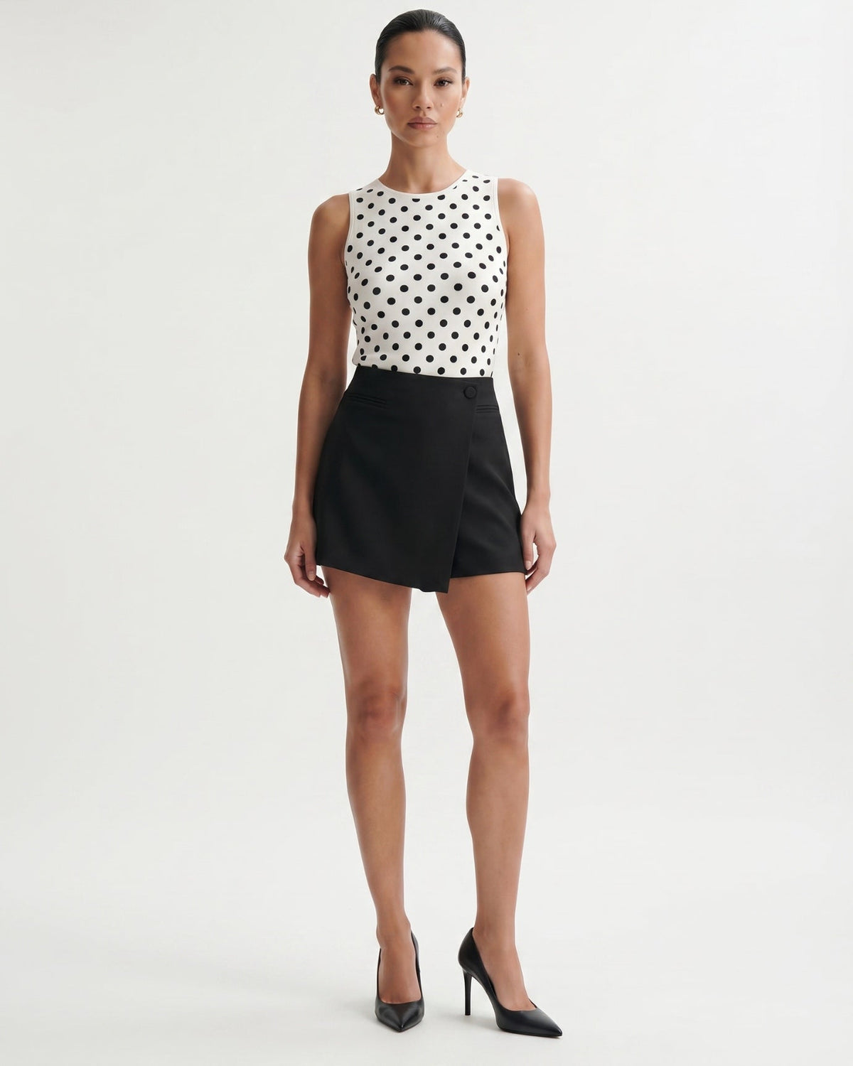Cira High Waisted A-Line Suit Shorts with Relaxed Thigh – view 2