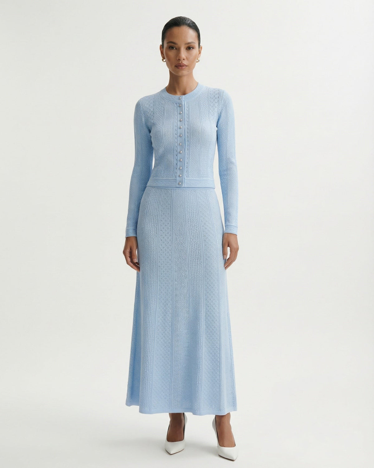 Kira Knit Cardigan and Matching Skirt Two-Piece Set