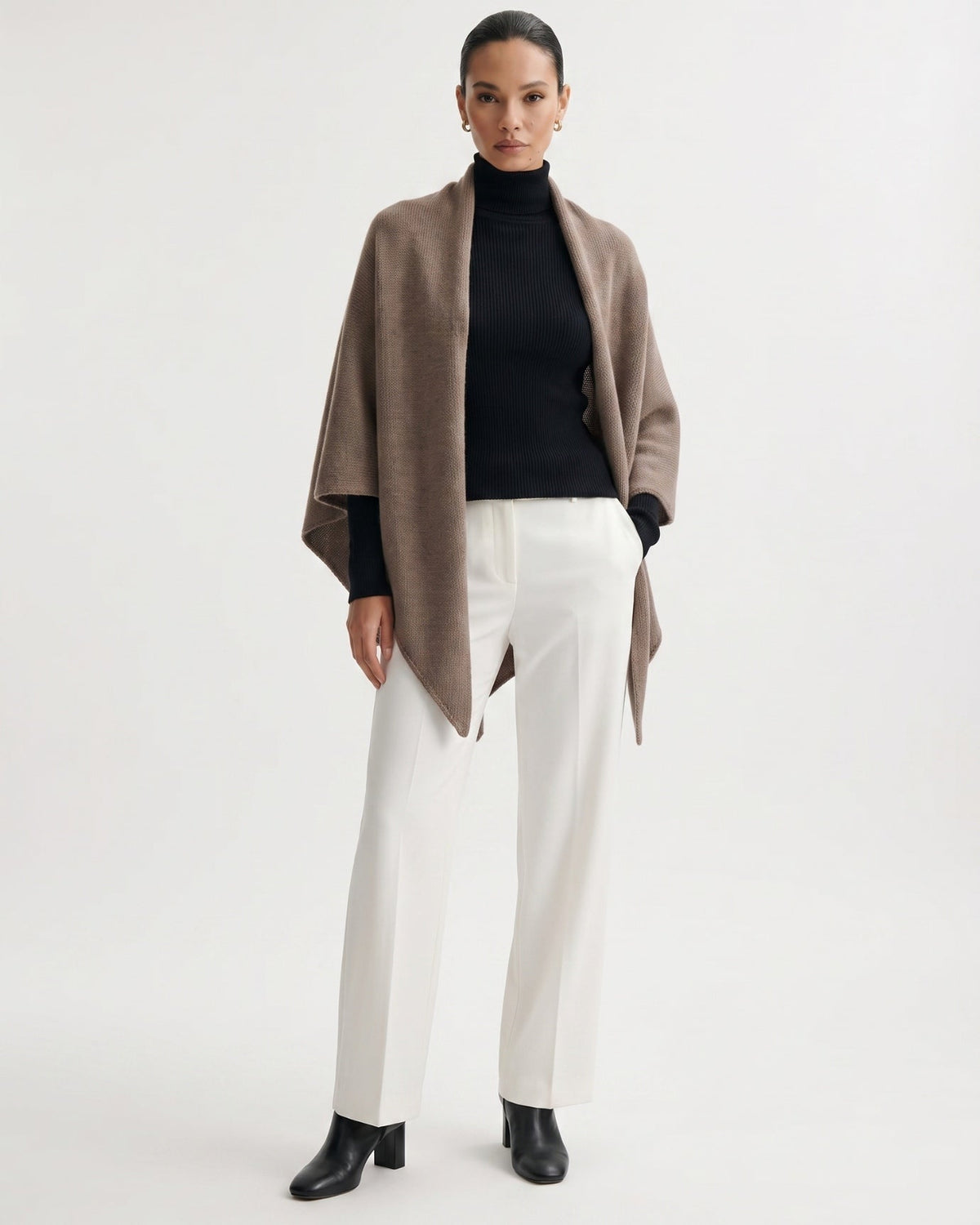Kira Cashmere Thickened Knit Triangle Shawl Wrap – view 8
