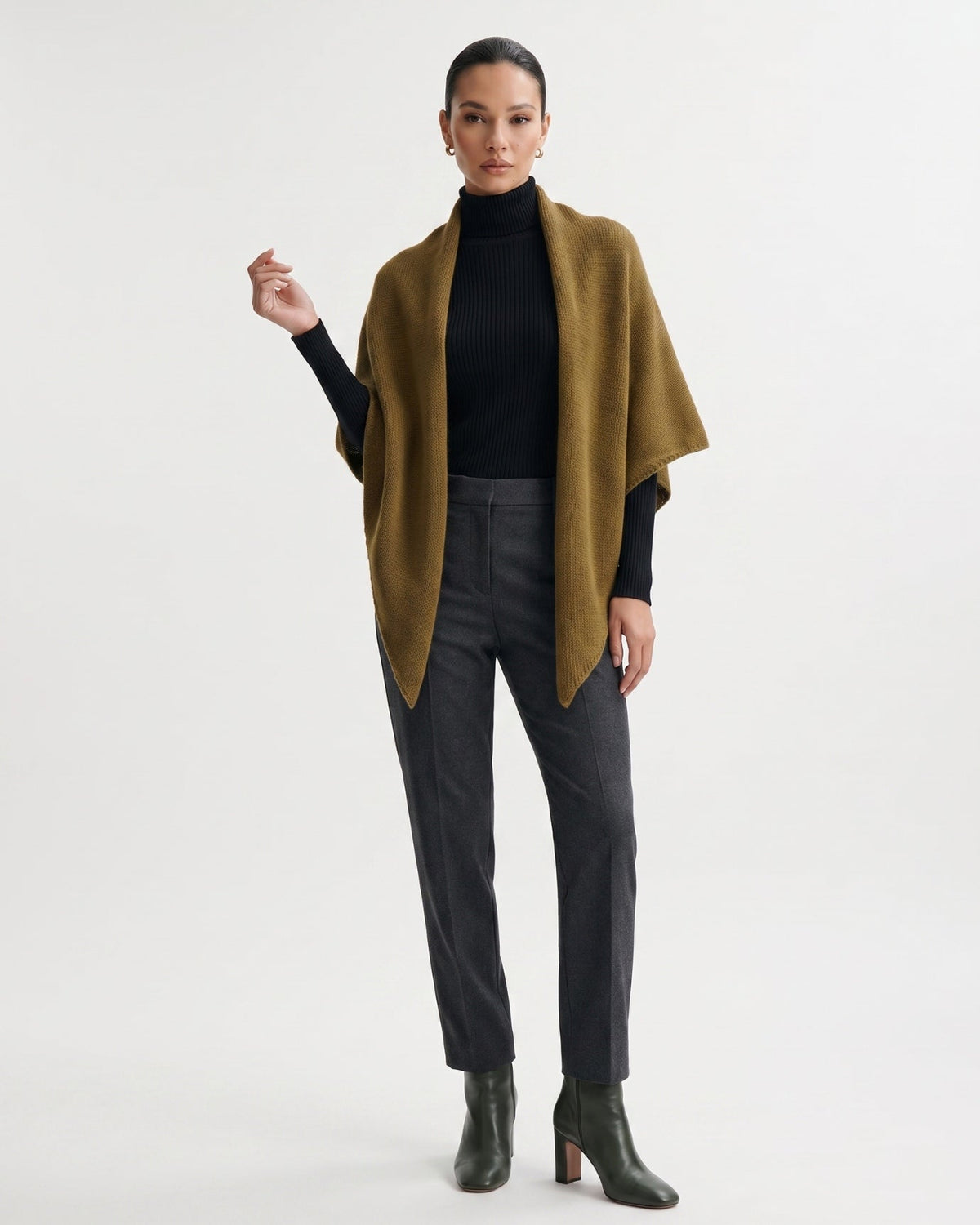 Kira Cashmere Thickened Knit Triangle Shawl Wrap – view 10