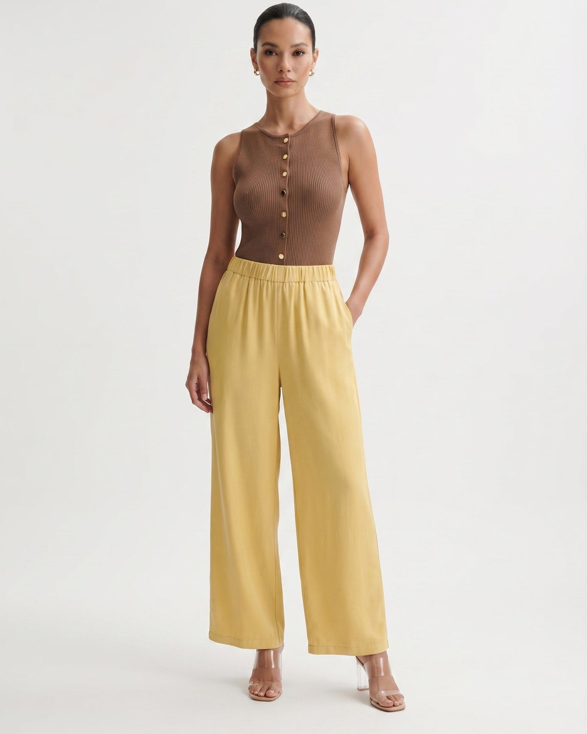 Brit Armonia Wide Leg Silk Blend Trousers with Relaxed Waist – view 8