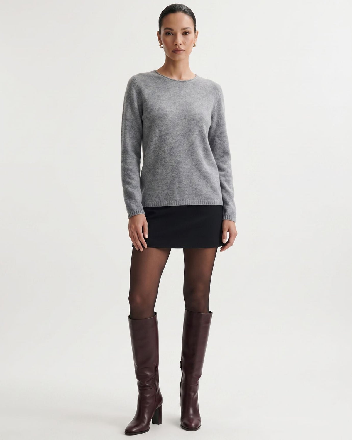 Olivia Short Sleeve Pure Cashmere Polo Top with Shaped Waist – view 6