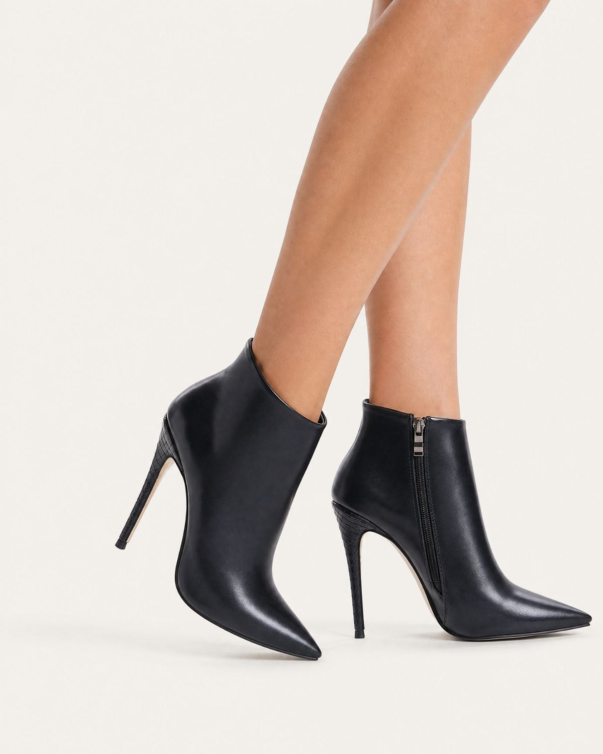 Pointed-Toe Stiletto Ankle Boots with Side Zip and 12cm Heel – view 27